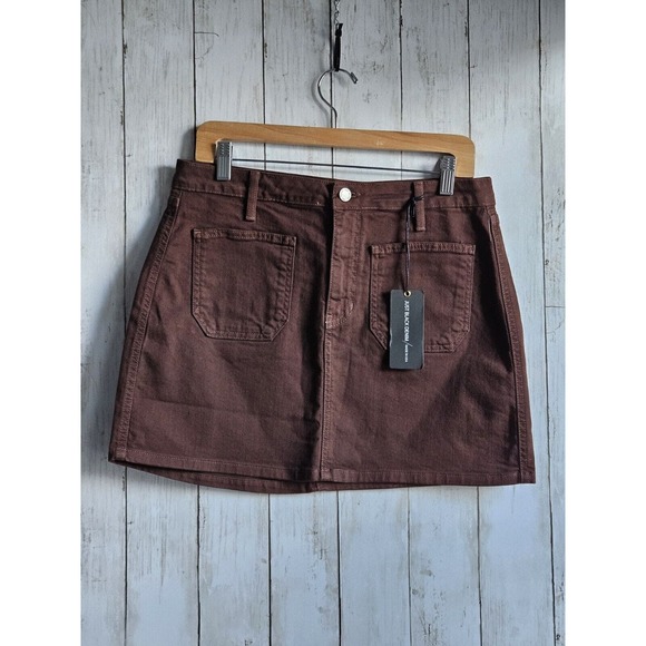 Just Black Dresses & Skirts - JUST BLACK DENIM Double Button Junior Size L Espresso Mini Skirt NWT